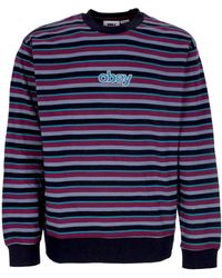Obey - Anden Stripe Crew Specialty Fleece Crewneck Sweatshirt - Lyst