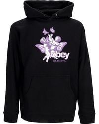 Obey - Cherubs It's All Love 2 Basic Fleece Zwarte Dameshoodie Met Capuchon - Lyst