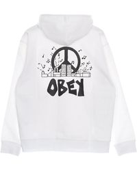 Obey - City Block Premium Sweat A Capuche Leger Pour Homme French Terry Hood Blanc - Lyst