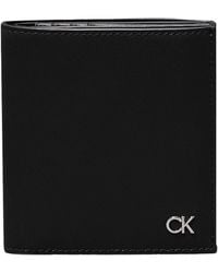 Calvin Klein - Metall Ck Trifold 6Cc W/Coin K50K512290-Beh Schwarz - Lyst