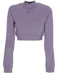Nike - Lichtgewicht Cropped Sweatshirt Met Col Voor W Sportswear Chill French Terry Crop Crewneck Daybreak/Zwart - Lyst