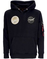 Alpha Industries - Leichter Hoodie Herren Nasa Voyager Hoodie Schwarz/Schwarz - Lyst