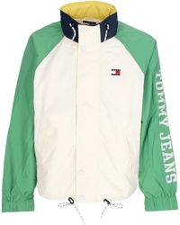 Tommy Hilfiger - Veste A Vent Pour Hommes Veste De Couleur Block Veste Ancienne Blanc/Vert Coastal - Lyst