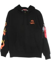Alpha Industries - Flame Hoody X Hot Wheels Herren Kapuzenpullover Schwarz - Lyst