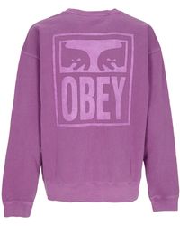 Obey - Sweat-Shirt Leger A Col Rond Pour Hommes, Pigment Eyes Icon Extra Heavy Crew - Lyst
