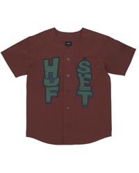 Huf - Aubergine Team Baseball Jersey-Knopenjack Voor - Lyst