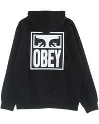 Obey - Eyes Icon 2 Premium French Terry Hooded Herren Leichter Kapuzenpullover Po Schwarz - Lyst