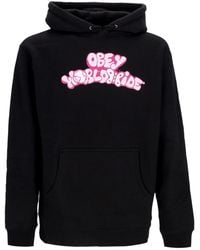 Obey - W Worldwide Butterfly 2 Basic Fleece Zwarte Dameshoodie Met Capuchon - Lyst
