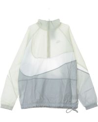 Nike - Uitneembaar Windjack Voor Vw Swoosh Wvn Hlfzip Jkt Wolf Grijs/Wit/Licht Bot/Wit - Lyst