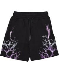 Phobia - Kurze Trainingshose Fur Herren, Lightning Shorts, Schwarz/Lila/Grau/Fuchsia - Lyst