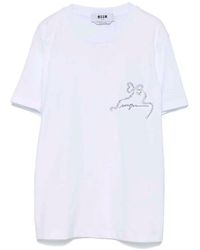 MSGM - Wit T-Shirt En Polo - Lyst