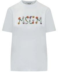 MSGM - T-Shirt Ample À Fleur - Lyst