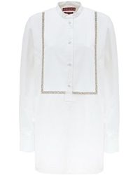 Gucci - Cotton Popeline Blouse Con Decoraciones De Cristal - Lyst