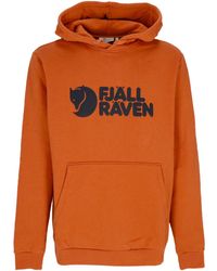 Fjallraven - Herenhoodie Logo Hoodie Terracotta Bruin - Lyst