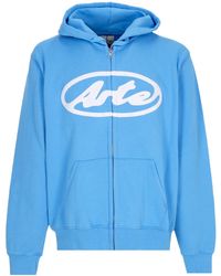 Arte' - Lichtgewicht Hoodie Zip Circle Logo Zip Hoodie Blauw - Lyst