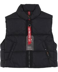 Alpha Industries - Puffer Vest Cropped Sleeveless Down Jacket - Lyst