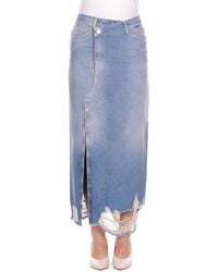 Dondup - Jupe Pour Femme G610Df0283D 800 Jupe Mince En Denim Bleu Fixe - Lyst