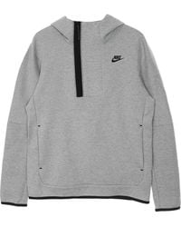 Nike - Lichtgewicht Herensweatshirt Met Capuchon M Sportswear Tech Fleece-Hoodie Met Halve Rits Dk Grijs Gemeleerd/Zwart - Lyst