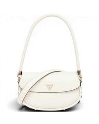 Guess - Danya Flap Mujer Fuera De Bolsa De Hombro Blanco En Material Sintetico Con Ranura Y Logotipo Frontal - Lyst