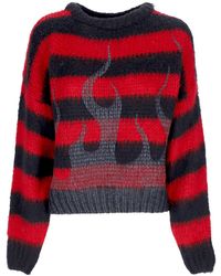 Vision Of Super - Pullover Mit Schwarzen Flammen, Roter Damenpullover - Lyst