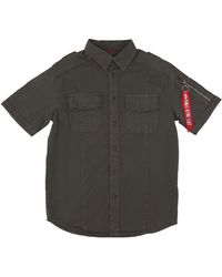 Alpha Industries - Overhemd Met Korte Mouwen Basic Overhemd Grijs Zwart - Lyst