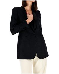 Brian Dales - Double-breasted Jacket With Micro Motif And Rever In Womens Fabric Agnese/r-jk4821 Black - Lyst