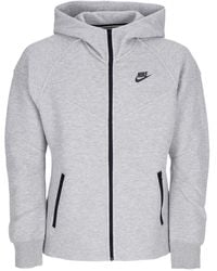 Nike - Damen Lightweight Zip Hoodie W Sportswear Tech Fleece Windrunner Full-Zip Hoodie Dk Heather/Schwarz - Lyst