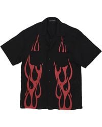 Vision Of Super - Overhemd Met Korte Mouwen Flames Shirt Zwart/Rood - Lyst