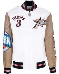 Mitchell &amp; Ness - Blouson Bomber Homme Nba Burst Warm Up Jacket No 3 Allen Iverson Phi76E Multi/Blanc - Lyst