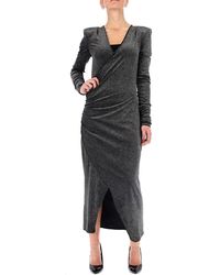 Patrizia Pepe - Kleid Aus Samt-Jersey Mit Mikro-Glitzer-Print Fur Frauen 2A2446-J049 Silber - Lyst