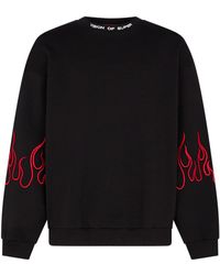 Vision Of Super - Lightweight Crewneck Sweatshirt Embroidered Flames Crewneck - Lyst