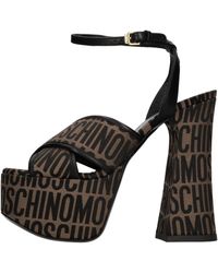 Moschino - Sandalen Aus Leder Und Stoff - Lyst