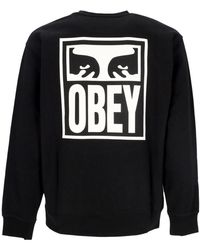 Obey - Eyes Icon 2 Crew Premium French Terry Lichtgewicht Herensweatshirt Met Ronde Hals, Zwart - Lyst