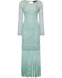 SIMONA CORSELLINI - Longue Duree Pour Les Femmes Robe Tricotee Avec Paillettes Et Franges - Lyst