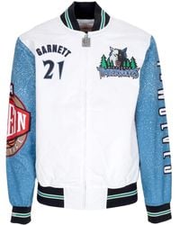 Mitchell &amp; Ness - Bomber Jacket Nba Burst Warm Up Jacket No 21 Kevin Garnett Mintim - Lyst
