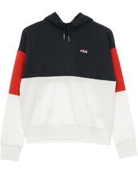 Fila - Leichtes Damen-Sweatshirt Mit Kapuze Von Sanja, Verkurzter Kapuzenpullover, Schwarz Iris/Helles Weib/Echtes Rot - Lyst