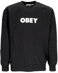Obey - Bold Crew Premium Fleece Herensweatshirt Met Ronde Hals, Zwart - Lyst