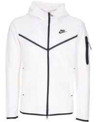 Nike - Leichtes Kapuzen-Sweatshirt Mit Reibverschluss, Sportswear Tech Fleece-Kapuzenpullover Fur Herren, Weib/Schwarz - Lyst