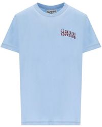 Ganni - Loveclub hellblaues t-shirt - Lyst