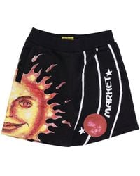 Market - Pantalon De Survetement Court En Polaire Pour Hommes Solar System Aop Sweatshorts Noir - Lyst