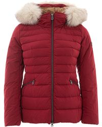 Peuterey - Bordeaux Padded Jacket With Fur Collar - Lyst