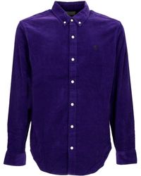 Carhartt - Shirt Met Lange Mouwen L/Madison Fijn Koord Overhemd Tyrian/Zwart - Lyst