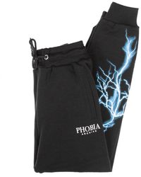 Phobia - Hellblaue Herren-Trainingshose, Lightning-Hose, Schwarz/Hellblau - Lyst