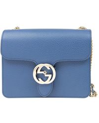 Gucci - Bolso De Mano Entrelazado Azul Mujer Piel Dollar Calf Logo Mod. 510304 Cao0G 4231 - Lyst