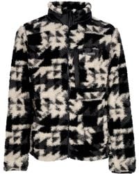Columbia - Zwarte Gewatteerde Teddybeer Van Fleece Voor Met Winterpasprint En Volledige Ritssluiting - Lyst