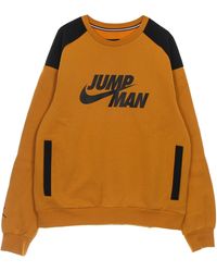 Nike - Jumpman Fleece Crew Sudadera Con Cuello Redondo Para Hombre Curry Claro/Negro - Lyst