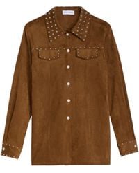 WEILI ZHENG - Suede Camisa Mujer Con Sementales - Lyst