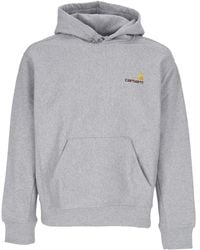 Carhartt - Herensweater Met Capuchon American Script Grijs Gemeleerd - Lyst