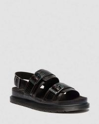 Dr. Martens - San Two Strap Croc Embossed Leather Sandals - Lyst