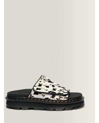 Dr. Martens - Zebzag Dalmatian Hair On Leather Platform Slides - Lyst